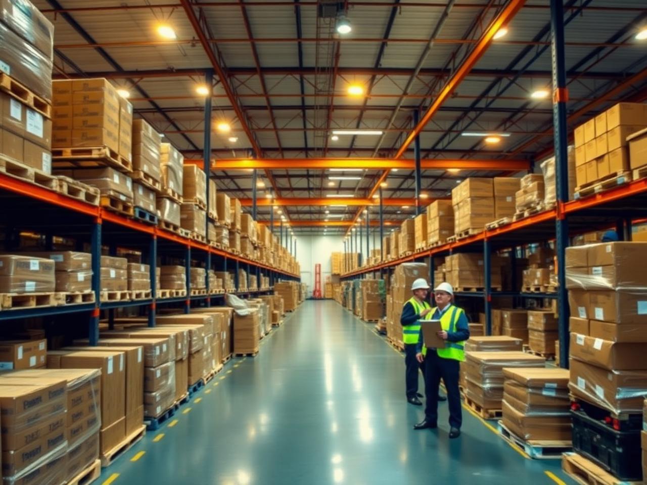 MummyPlug warehouse interior with racked pallets and staff
